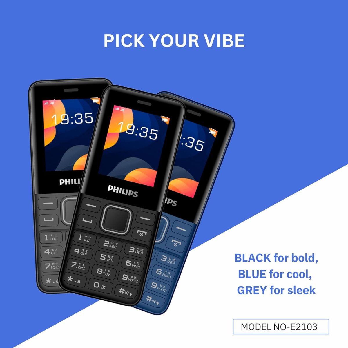 Philips All-New E2103 Sleek & Stylish |Keypad Mobile with 1.77" Screen|1000 MAH Battery | 2030mm Speaker| Wireless FM | Bright Torch|Black - Image 5
