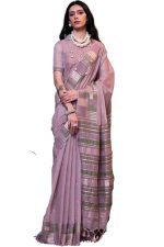SGF11 Women's Kanjivaram Soft Cotton Linen Silk Saree With Unstitched Blouse Piece