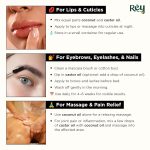 Rey Naturals Cold Pressed Castor Oil & Virgin Coconut Oil For Hair Growth - 200ml×2 | Coconut Oil For Skin Care | Castor Oil For Skin, Eyelashes & Eyebrows | Non Comedogenic Hair Oil For Hair Growth - Image 6