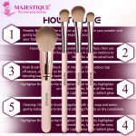 Majestique Face Makeup Brush Set of 4 - Professional Makeup Brushes for Powder, Blush, Eyeshadow & Eyebrow - Essential Makeup Brush Set for Beginners & Pros - Image 5