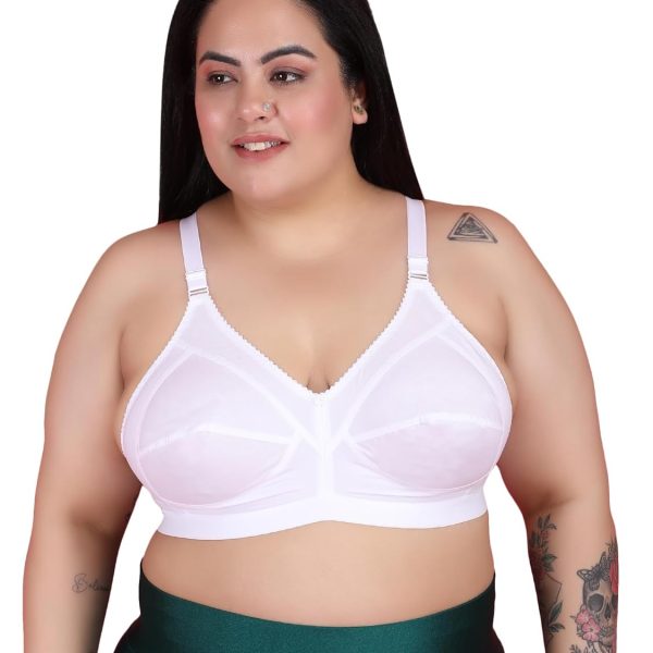 Klassik | Since 1993 | Plus Sizes Bra for Women/Girls Full Coverage, Adjustable/Wide Straps, Everyday 100% Cotton Daily-Use, Non-Padded | Wirefree, for Dresses/Saree/Suit | Jassika Plain - 32 to 48