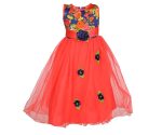 Arshia Fashions Girl's Net Empire Waist Maxi Dress (GRC00187R_40_Red_11-12 Years)