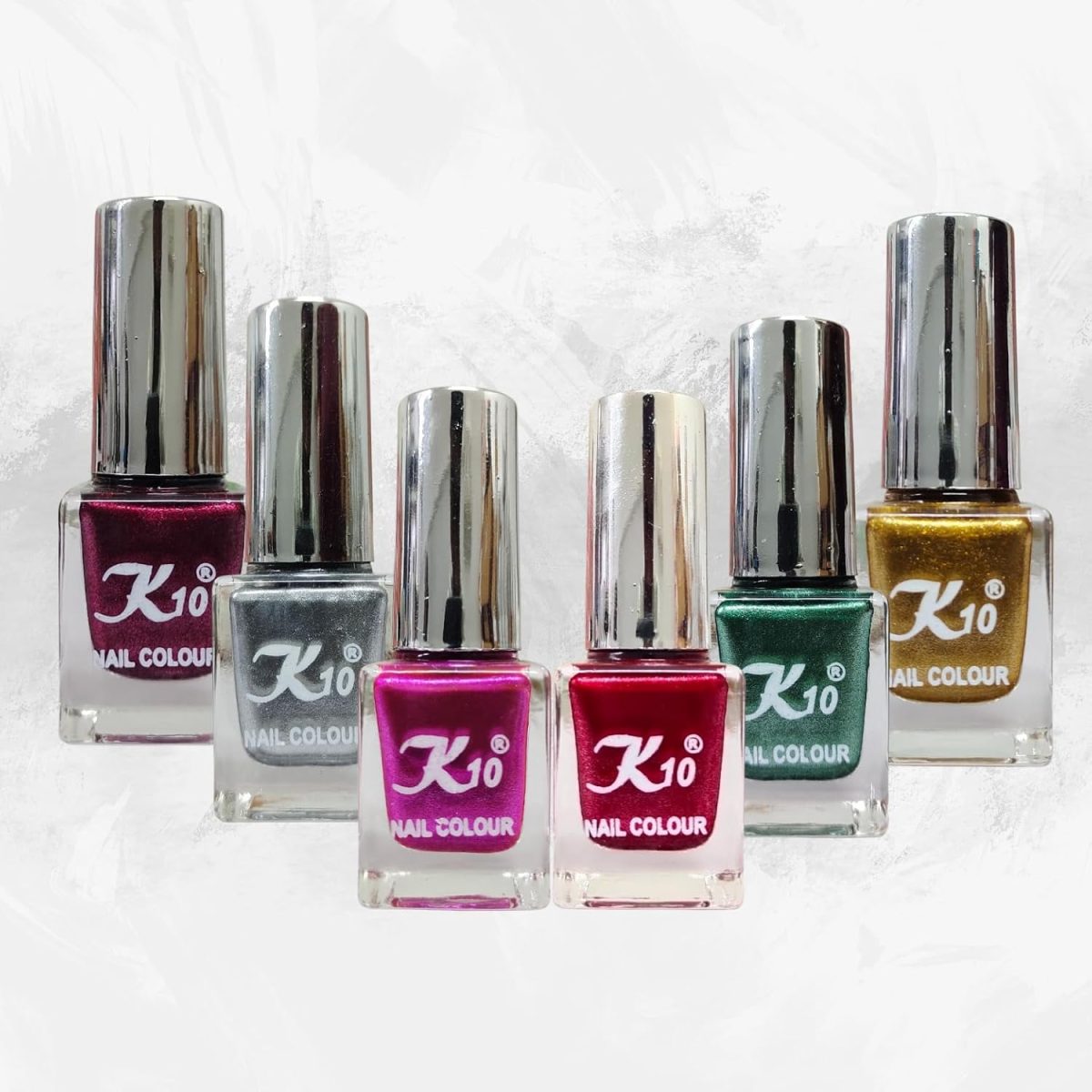 K10 Nail Polish| Metallic Finish Nail Paint|Quick Drying| Non UV Polish - Gel Finish |Chip Resistant Long-Lasting Multicolor Nail Paint for Women and Girls Red-Green-Pink-Golden-Silver-Maroon, 72 ml - Image 4