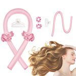 Women Heatless Curling Rod Headband, No Heat Curl Ribbon with Hair Clips and Scrunchie, Sleeping Curls Silk Ribbon Hair Rollers