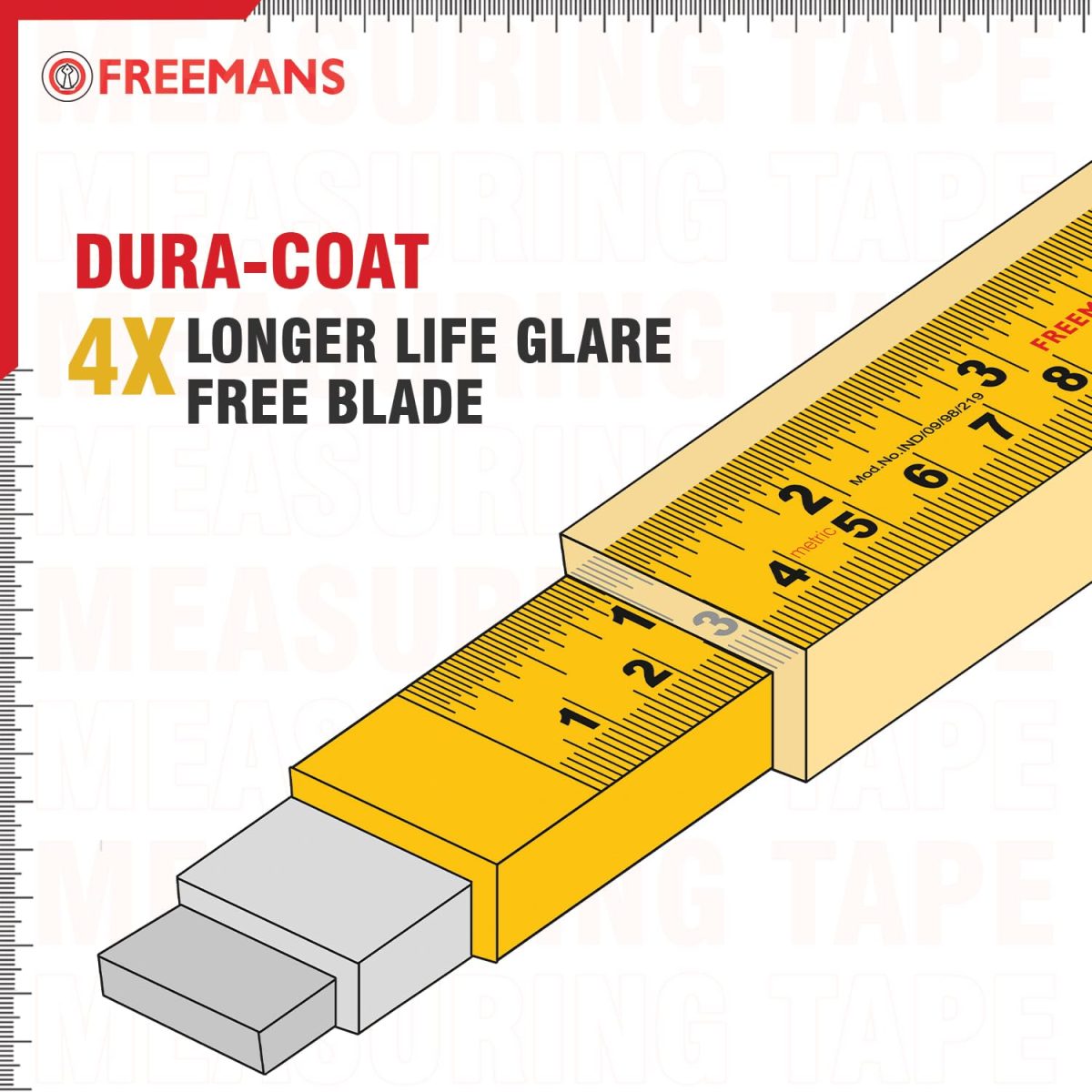 FREEMANS TUFF 5m:25mm Steel Inchi Measuring Tape - 5m with a Non Slip Rubber Covered ABS case || Double Side Printing || Click Action Front Lock and Belt Clip - Image 2