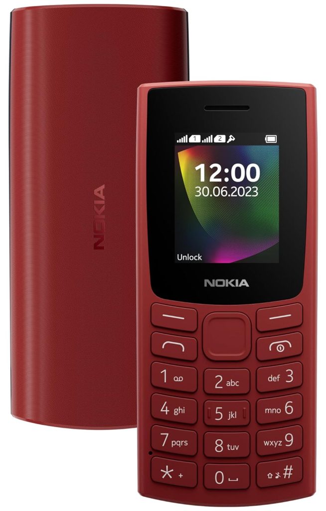 Nokia 106 Dual Sim, Keypad Phone with Built-in UPI Payments App, Long-Lasting Battery, Wireless FM Radio & MP3 Player, and MicroSD Card Slot | Red