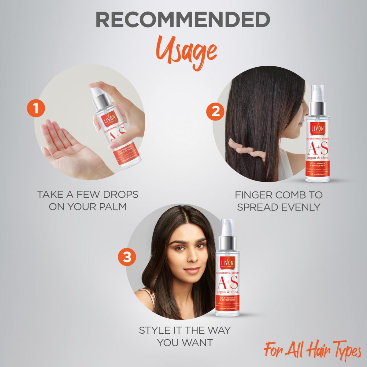 Livon Professional Nourishing Serum for Women & Men | With Argan, Shea & Multivitamins | For Softer, Stronger & Frizz-free Hair | No Paraben, Sulphate or Mineral Oil | All Hair Types | 100ml - Image 7