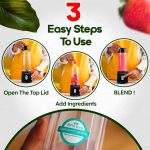 InstaCuppa Portable Blender for Smoothies and Juices, Mixer Juicer that Crushes Ice, Electric Shaker USB Rechargeable Battery with 4000 mAh 230 Watts Motor, 500 ML Juice Maker for Busy Moms - Image 4