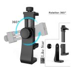 Like Star 360° Degree Mobile Phone Holder with Universal 1/4 Screw Adjustable Clamp Mobile Tripod Mount Adapter Compatible with Smartphones & TripodsnSelfie Stick (Black) - Image 2