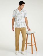 Van Heusen Men's Cotton Slim Fit Print Half Sleeves Casual Resort Collar Shirt - Image 3