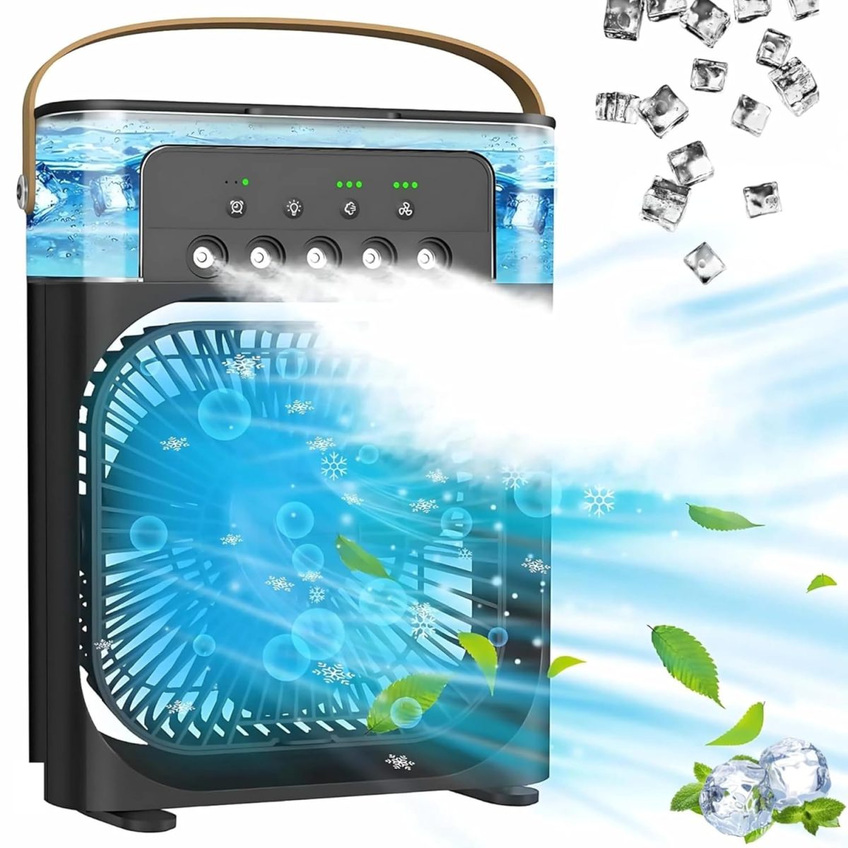 Enfogo 【12 YEARS WARRANTY】 Portable Air Conditioner Fan. This air fan features a 500 ml water tank, USB personal cooler, mini humidifier with 7 colors LED light, 3 timer options_Multicolor - Image 9