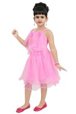 Chandrika Girls midi Knee Length Pink Sleeveless Party Dress