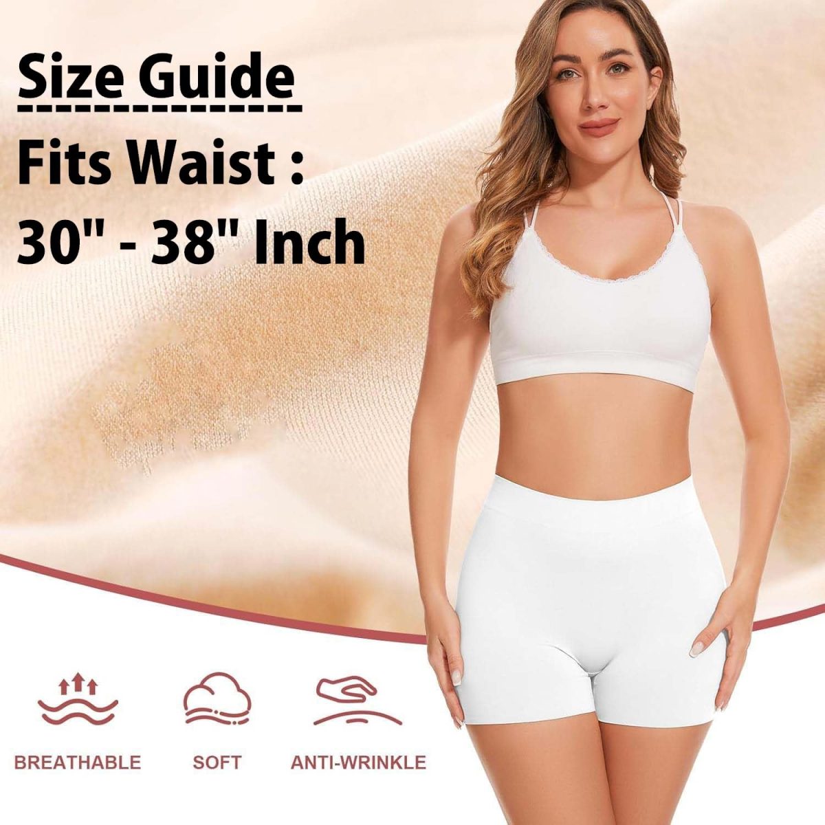 HSR Women's Cotton Ice silk safety pants Mid Waist seamless anti-slip non-curling Shorties/Underskirt Shorts (One size Fit to 30-38 inch) - Image 4