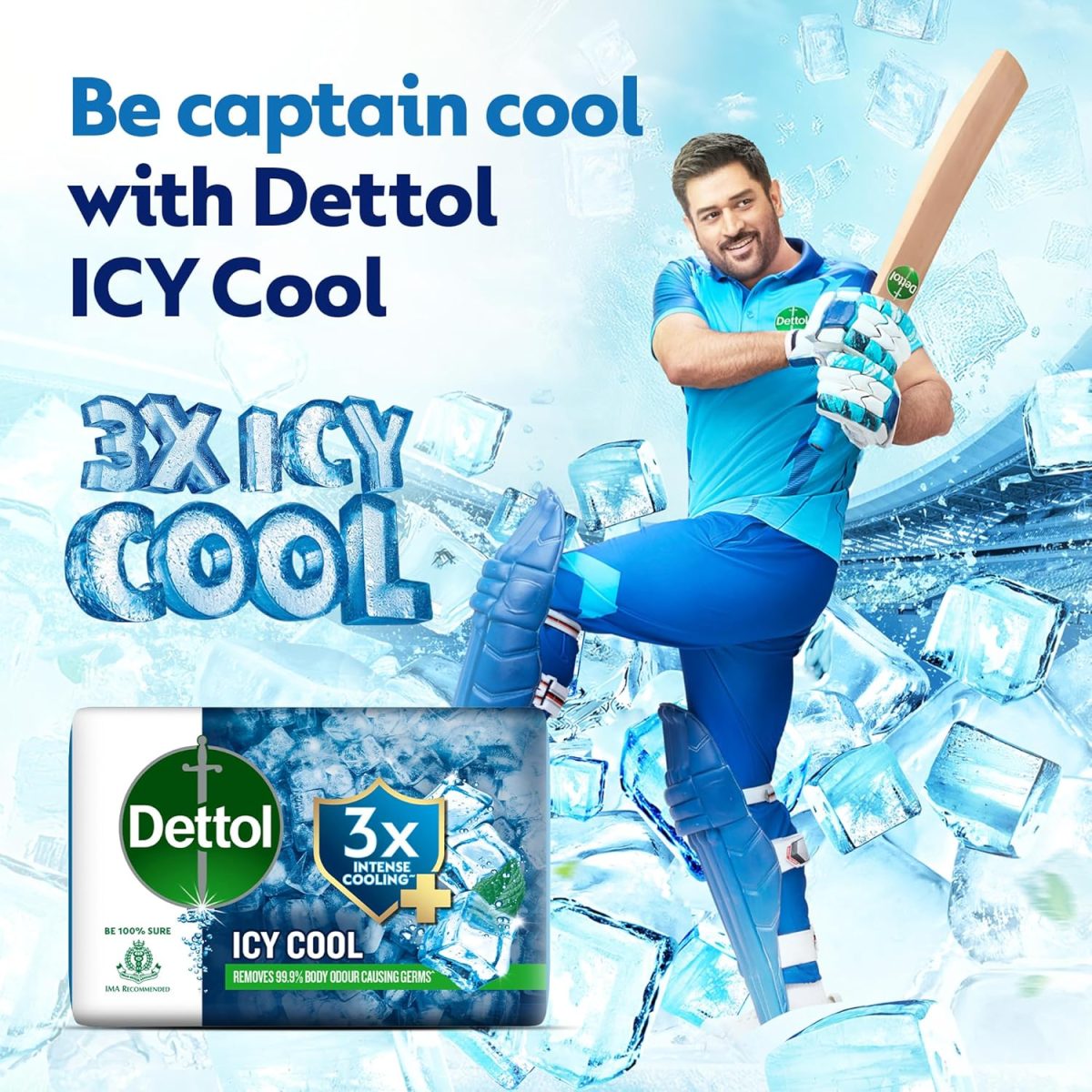Dettol Icy Cool Bathing Soap Bar With 3x intense cooling (750gm), 150gm - Pack of 5 - Image 3