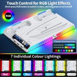 KDD PS5/PS5 Slim Stand with Auto Turbofan, 3-Level Cooling Fans, RGB Lights, Accessories for PS5 2023 Slim & 2020 Digital/Disc Consoles - Image 4