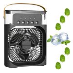 Enfogo 【12 YEARS WARRANTY】 Portable Air Conditioner Fan. This air fan features a 500 ml water tank, USB personal cooler, mini humidifier with 7 colors LED light, 3 timer options_Multicolor