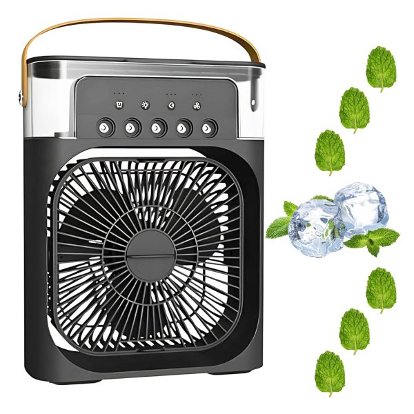 Enfogo 【12 YEARS WARRANTY】 Portable Air Conditioner Fan. This air fan features a 500 ml water tank, USB personal cooler, mini humidifier with 7 colors LED light, 3 timer options_Multicolor