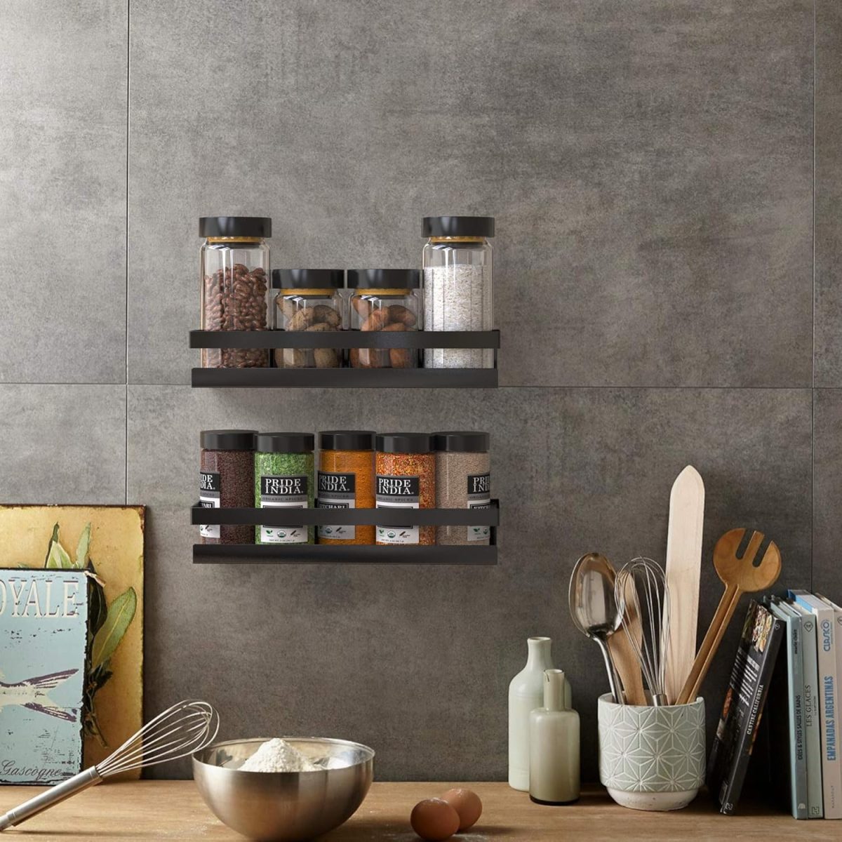 Amazon Brand - Umi Metal Multi-Purpose Wall Mount Floating Shelf Wall Mounted Storage Shelves for Kitchen, Bathroom, Bedroom, Office (Medium, Black) - Image 2