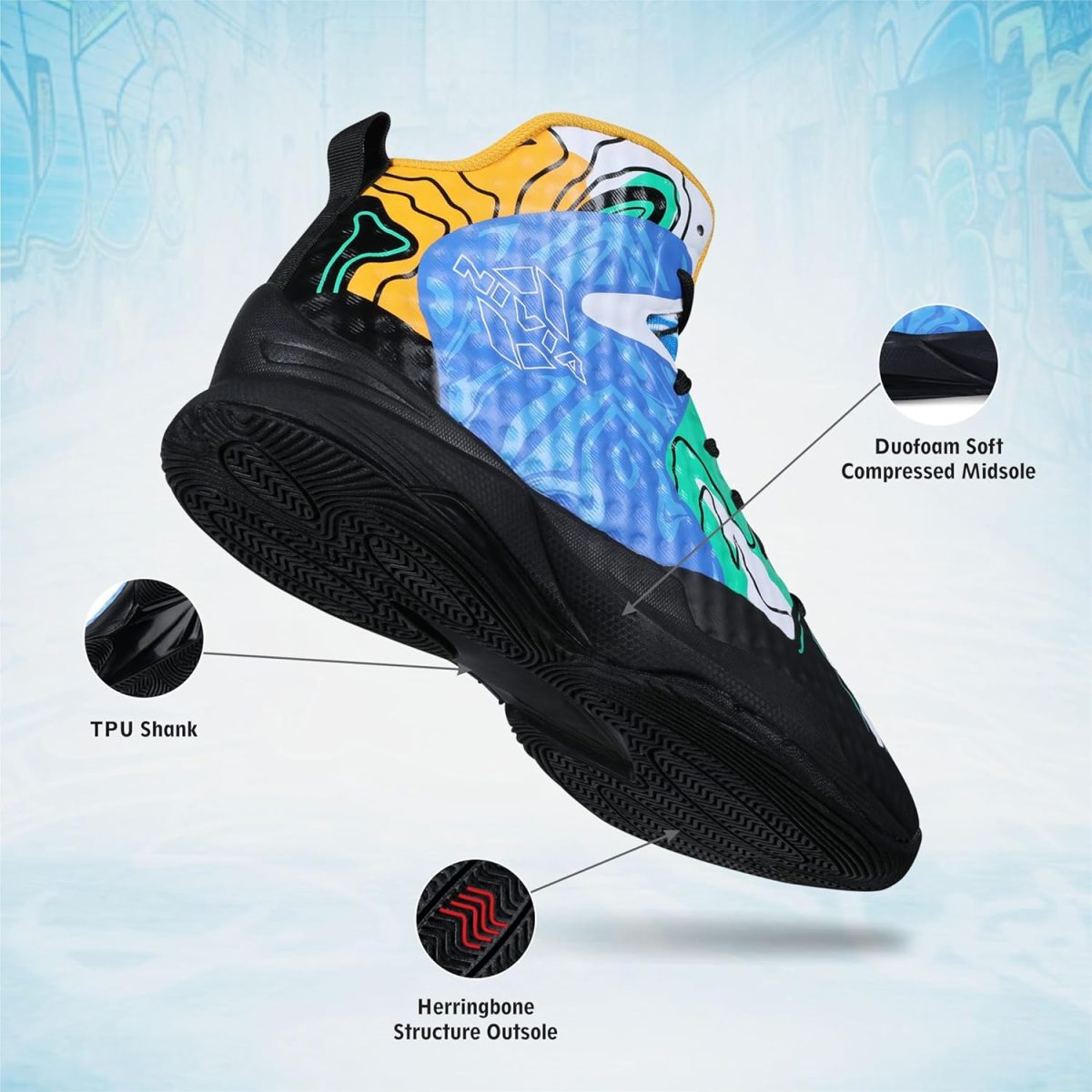 Nivia Street Art Basketball Shoe for Men, Breathable Mesh & TPU Upper, Phylon, Rubber & TPU Shank Sole - Image 3