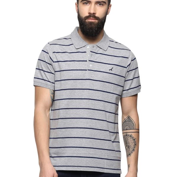 AMERICAN CREW CottonPoly Striped Polo T-Shirt for Men