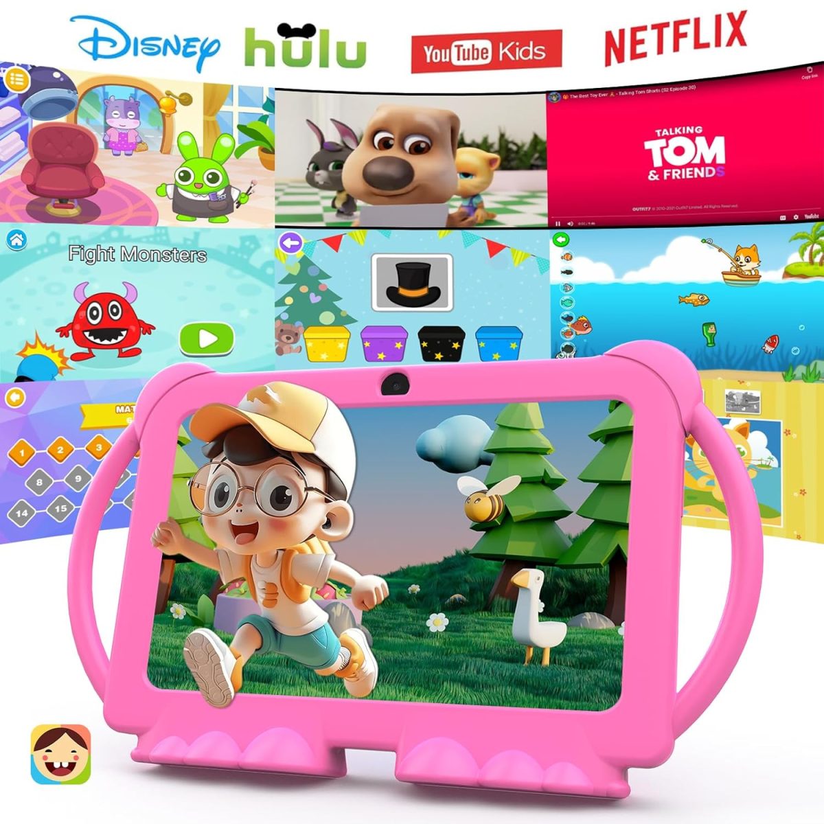 PEICHENG Kids Tablets, Android 12 Tablet for Kids, 4GB RAM, 32GB ROM, Toddler Tablet, 7 Inch IPS Screen, Child Lock, 2+5MP Dual Camera, Shockproof Case for Education, Games - Image 2