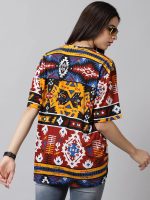 RodZen Oversized Cotton All Over Printed Loose Fit T-Shirt for Women/Girls - Image 2