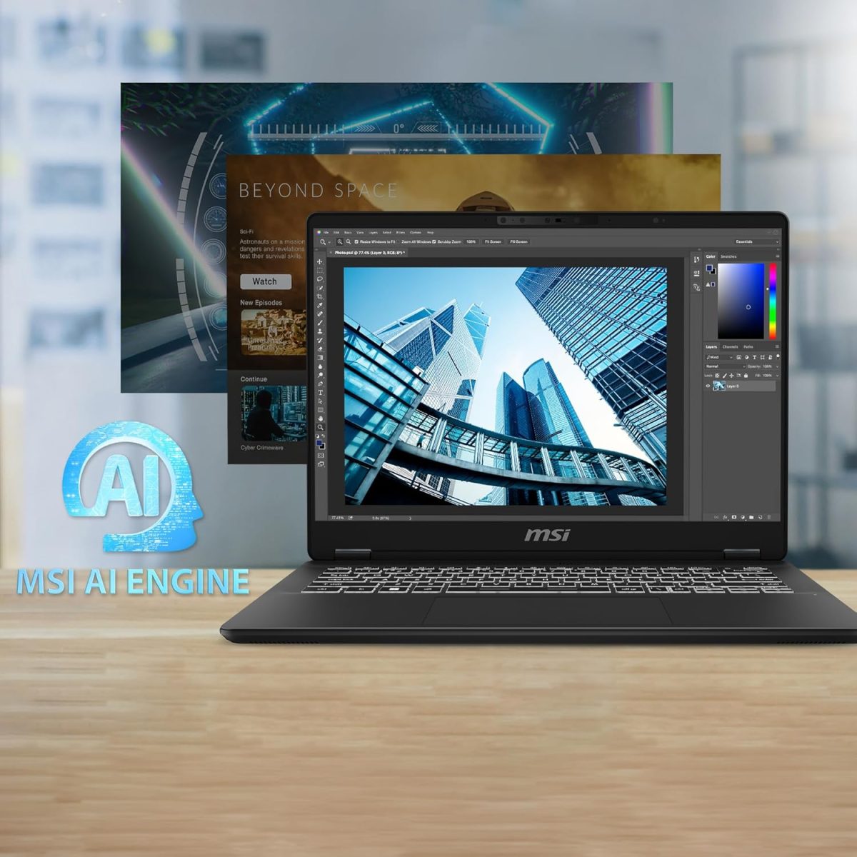MSI Prestige 14 AI Evo, Intel 1st Gen. Ultra 5 125H,Built-in AI, 36CM FHD+ 144Hz Laptop(16GB/1TB NVMe SSD/Windows 11 Home/Intel Arc/Stellar Gray/1.7Kg), C1MG-050IN - Image 3