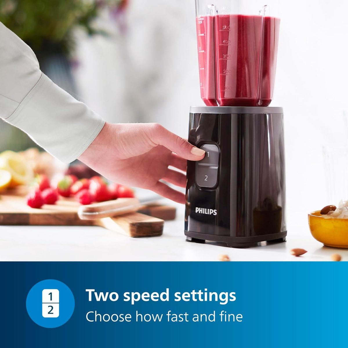 Philips HR2603/90 Mini Blender Mixer Grinder | Smoothie Maker | 350W Power | 3-Jar Capacity | With Variable Speed Control | Perfect for Smoothies, Mixing & More - Image 5