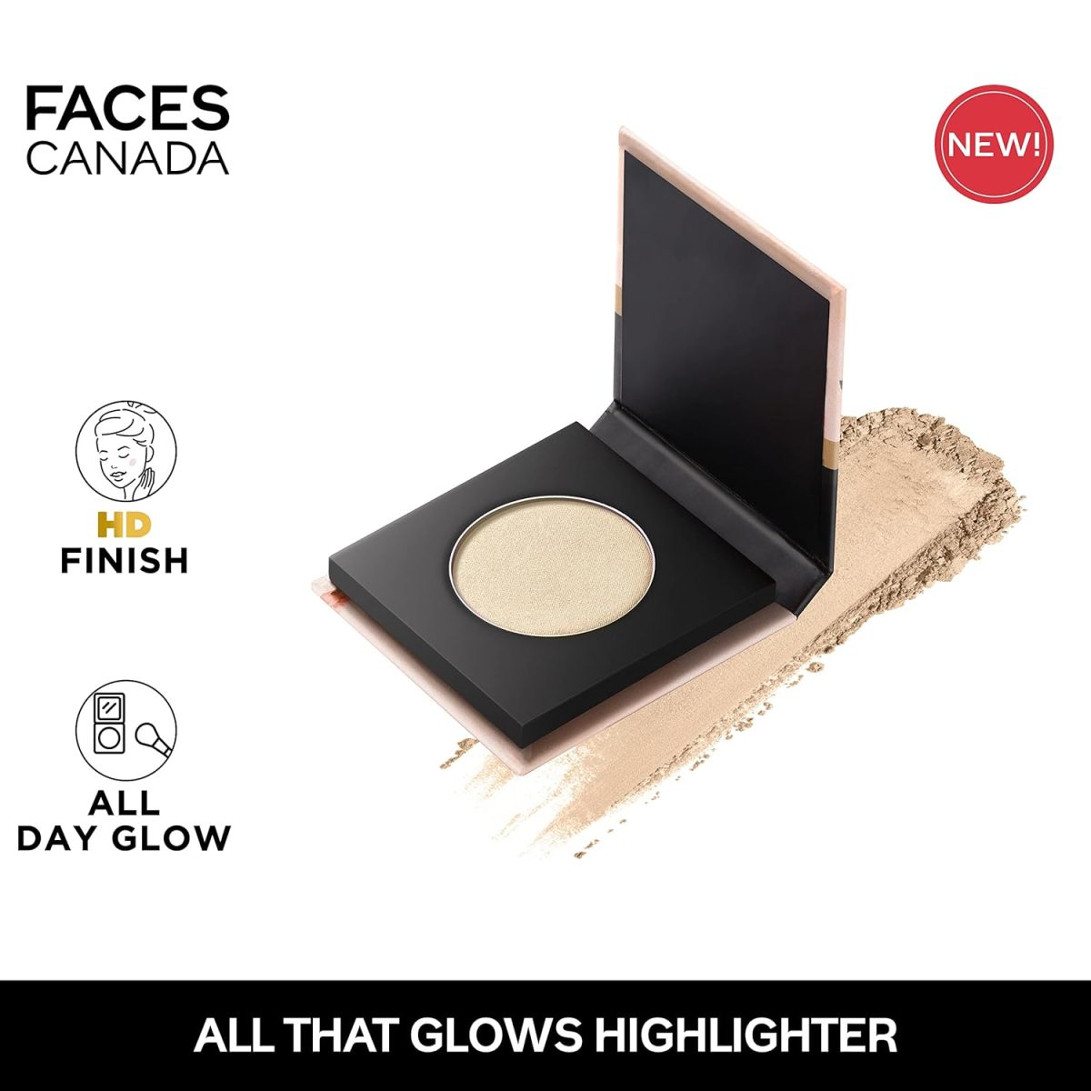 FACESCANADA All That Glows Highlighter - Hello Sunshine, 4g | HD Finish | Lightweight Flawless All Day Glow | Intense Pigment | Rich Gold Hue | Blendable & Buildable | Enriched With Vitamin C & E - Image 2