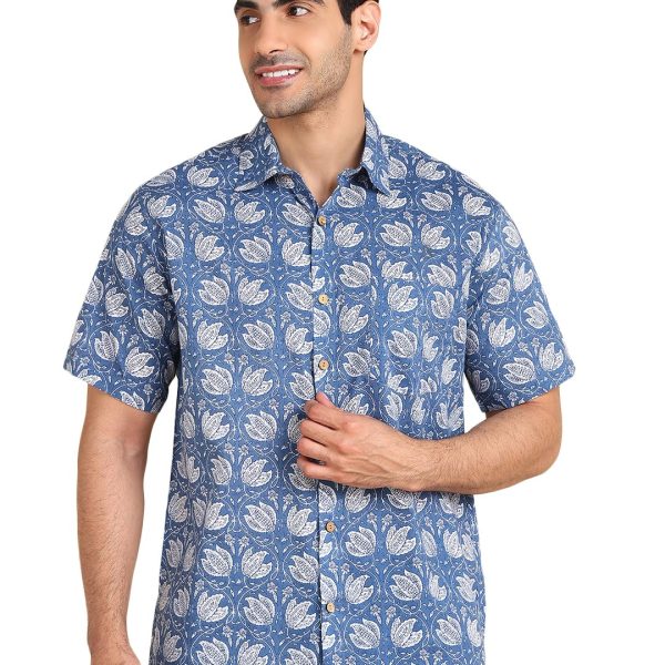 BLOCKS OF INDIA Cotton Hand Block Print Half Sleeves Summer Shirt for Men