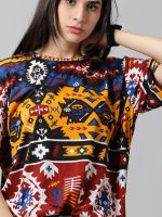 RodZen Oversized Cotton All Over Printed Loose Fit T-Shirt for Women/Girls - Image 3