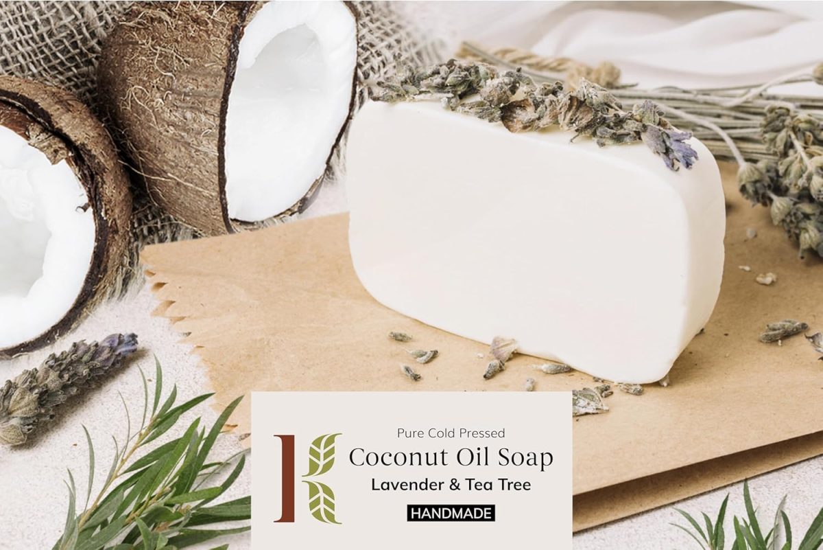 Kaprica Natural Handcrafted Pure Cold Pressed Coconut Oil Soap- Lavender and Tea Tree (pack of 5) - Image 4