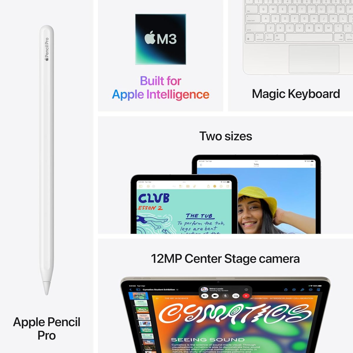 Apple iPad Air 13″ with M3 chip: Built for Apple Intelligence, Liquid Retina Display, 128GB, 12MP Front/Back Camera, Wi-Fi 6E + 5G Cellular, Touch ID, All-Day Battery Life — Starlight - Image 5
