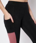 Mehrang High-Waisted Capri Leggings with Side Pocket – Black & Contrast Color Block Activewear for Gym, Yoga, and Everyday Comfort for Women - Image 5