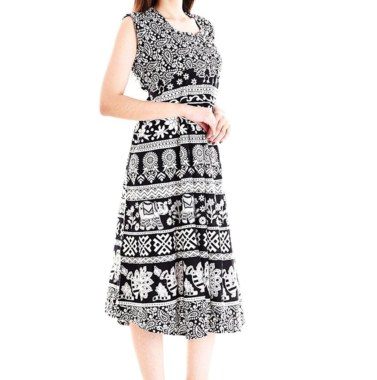 MRV 100% Cotton Comfort Rajasthani Jaipuri free size dress (midi dress) - Image 3