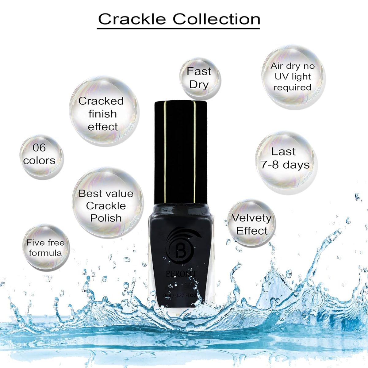 Beromt Tornado Crackle Nail Polish, Vegan-Friendly, Non-Toxic, Safe Fast Dry, Nail Art, Gel Finish Effect, Smooth Cracked Texture, Lustrous, Best High-Shine, Bright Crackle Nail Polish, 10Ml-9002 - Image 3