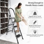 Plantex 5 Step Ladder - Foldable Steel -Wide Anti Skid Steps - 5 Year Manufacturer Warranty(Gray & White) - Image 6