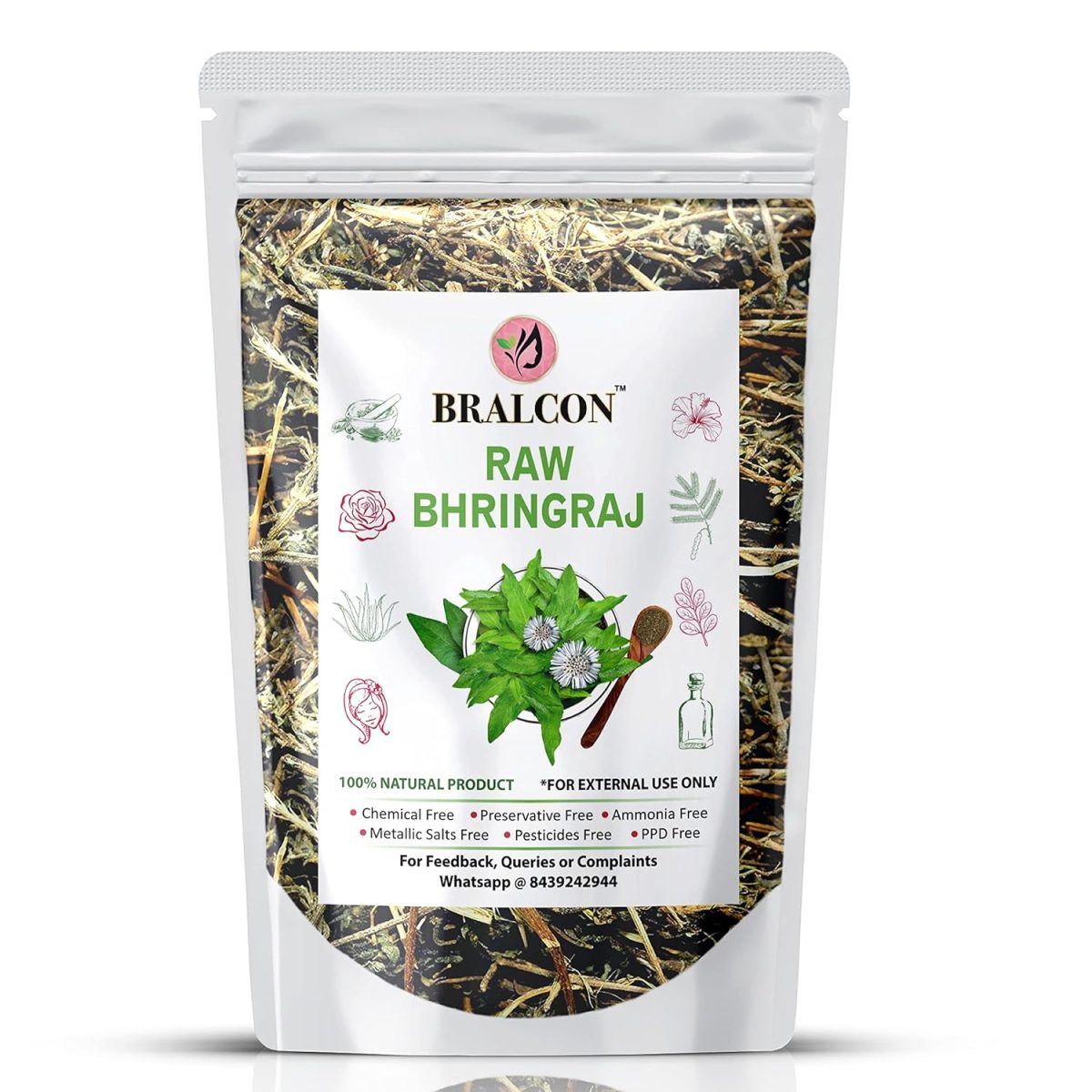 BRALCON Organic Raw Bhringraj -100g| Eclipta Alba | 100% Pure & Natural Bhringraj Leaves | Nourishment of Skin And Hair| Ayurvedic Bhringraj Dry Leaves for Hair Care Pure raw form - Image 4