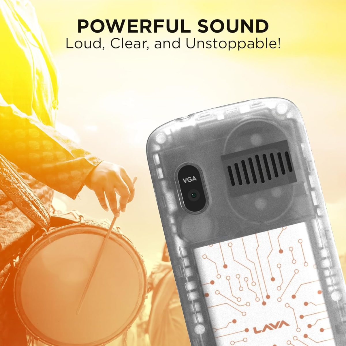 Lava A1 Clear Copper Keypad Mobile Phone with Long Lasting Smart AI Battery | 1.77inch Display | Bluetooth Support | Military Grade Certified | 32 GB Expandable Memory | (Clear) - Image 4
