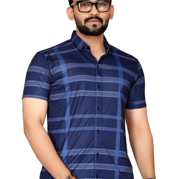 FABRIPPLE Men's Printed Half Sleeve Shirt for Casual Wear | Stylish Geometric Pattern Slim Fit for Men | Summer Trendy Short Sleeve Shirt
