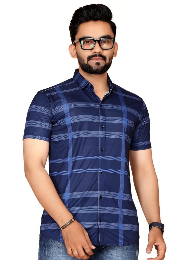 FABRIPPLE Men's Printed Half Sleeve Shirt for Casual Wear | Stylish Geometric Pattern Slim Fit for Men | Summer Trendy Short Sleeve Shirt
