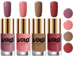 Volo Nail Polish Sets ( 4 Bottles) High Shine Smooth Long Lasting Nail Paints Combo Exceptionally Shine (Nudes Spring, Candy Cotton, Dark Nude and Tan)