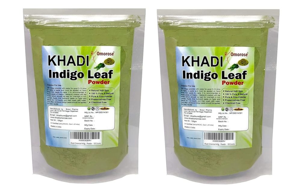 Khadi Omorose Indigo Leaf Powder For Hair (100 Grams) | (Pack of 2) | Total 200 Grams