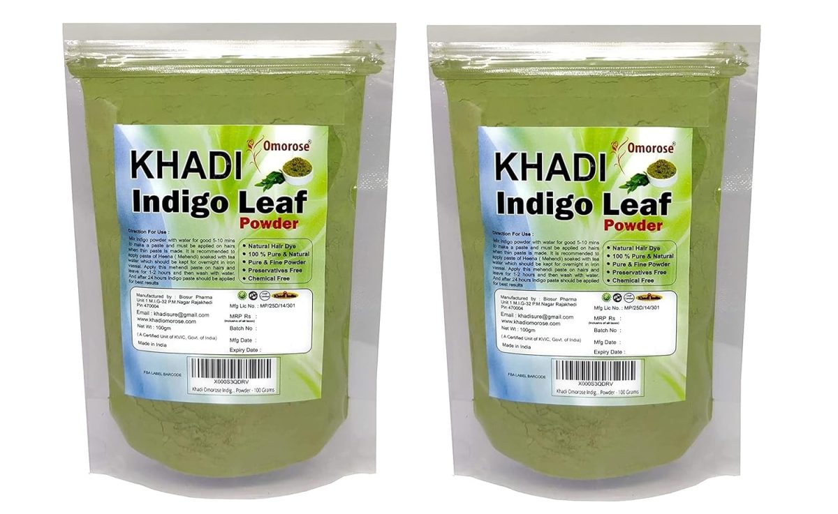 Khadi Omorose Indigo Leaf Powder For Hair (100 Grams) | (Pack of 2) | Total 200 Grams