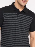 KASMA Men's Cotton Blend Polo Tshirt Has a Short Sleeve & Straight Hem-SNGKS-STRIPS5BLK - Image 4