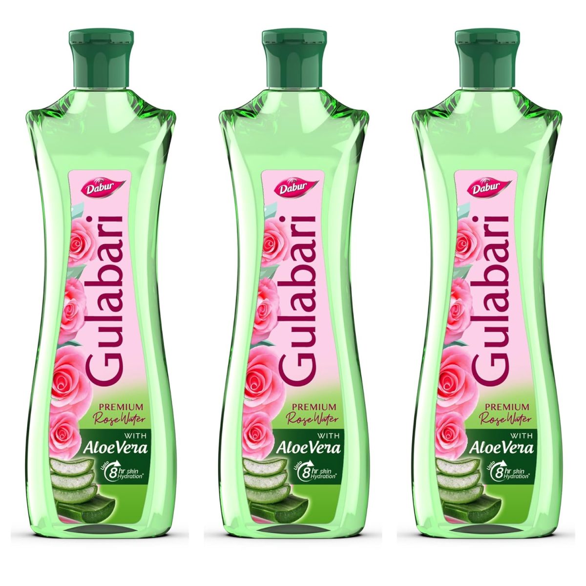 Dabur Gulabari Premium Rose Water with Aloe Vera - 1200 ml (400ml x 3) | Upto 8 HR Skin Hydration | Cleanses, Tones and Moisturises Skin | For All Skin Types