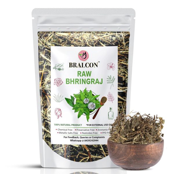BRALCON Organic Raw Bhringraj -100g| Eclipta Alba | 100% Pure & Natural Bhringraj Leaves | Nourishment of Skin And Hair| Ayurvedic Bhringraj Dry Leaves for Hair Care Pure raw form