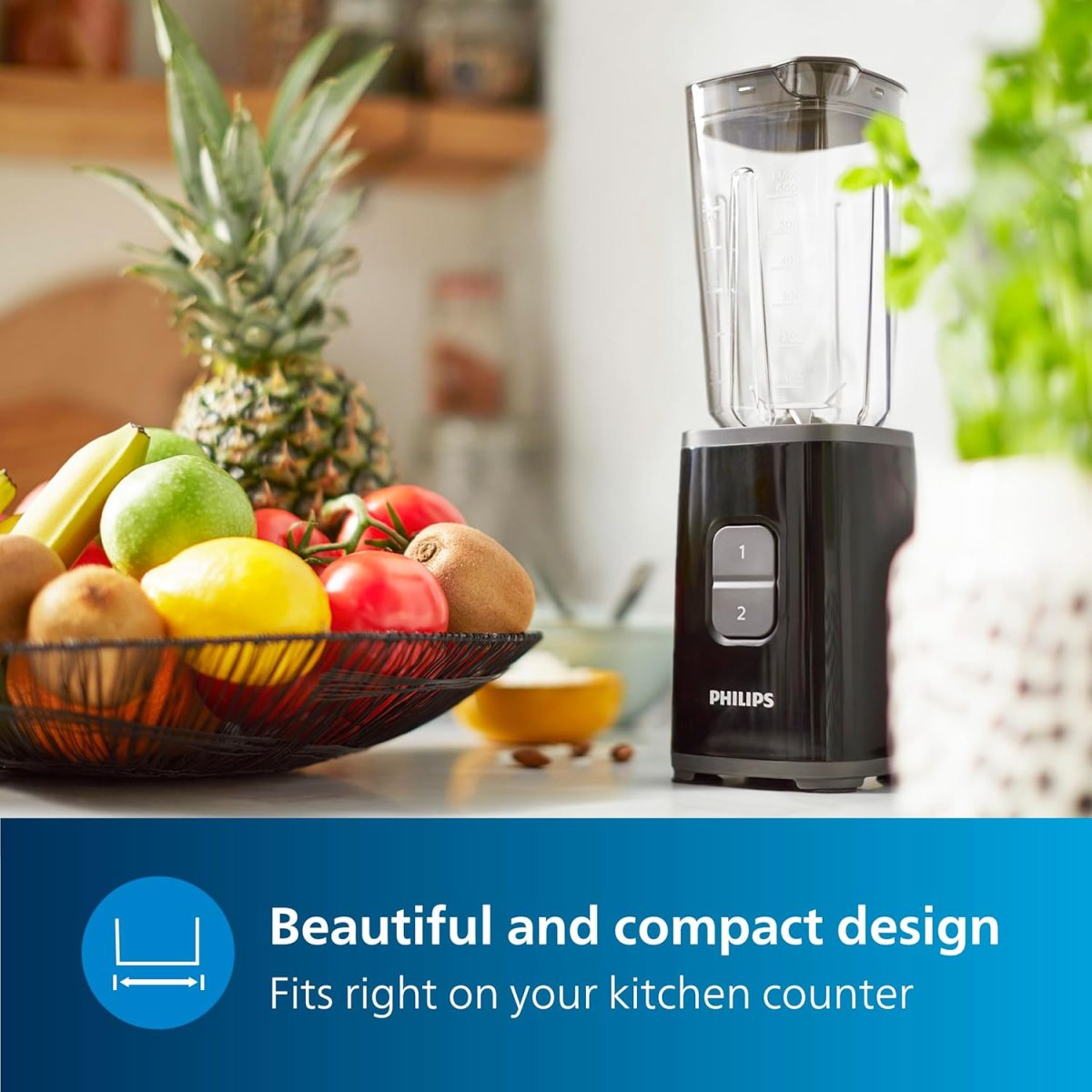 Philips HR2603/90 Mini Blender Mixer Grinder | Smoothie Maker | 350W Power | 3-Jar Capacity | With Variable Speed Control | Perfect for Smoothies, Mixing & More - Image 3