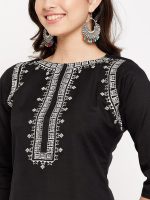 WineRed Women Wine Rayon Embroidered Kurta and Pant Set - Image 7