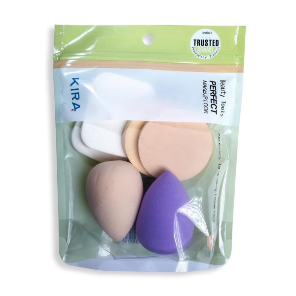 Kira Makeup 6 in 1 Cotton Pad Applicator Foundation Makeup Blender Powder Buff Sponge Cosmetic Puff Women's & Girls Cosmetic Makeup Beauty (Pack of 1)